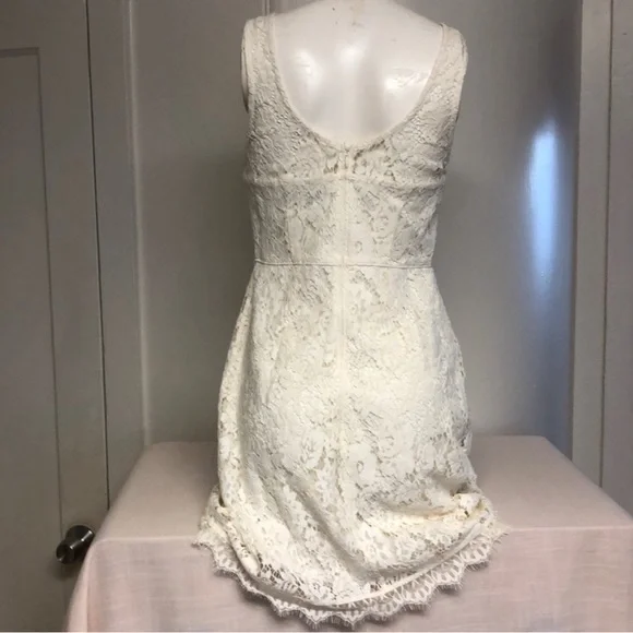 ABERCROMBIE & FITCH Ivory Eyelash Lace Sweetheart Neckline Sleeveless Dress XS - Picture 11 of 13